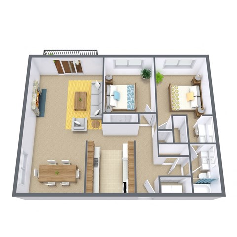 Cedars 4 Apartments | Two Bedroom Floor Plan 21A